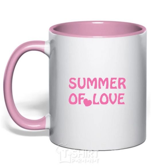 Mug with a colored handle SUMMER OF LOVE light-pink фото