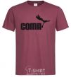 Men's T-Shirt COMA with a cougar burgundy фото
