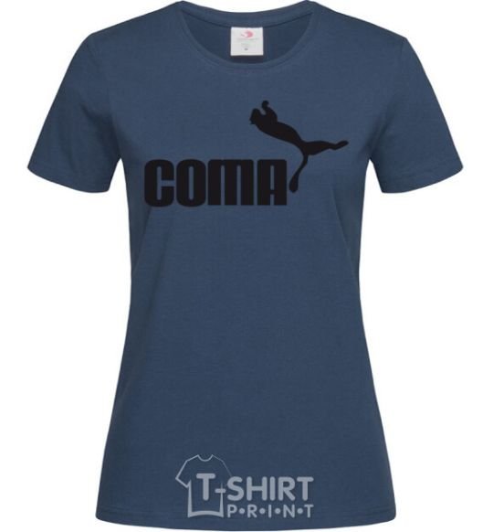Women's T-shirt COMA with a cougar navy-blue фото