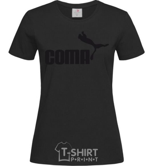 Women's T-shirt COMA with a cougar black фото