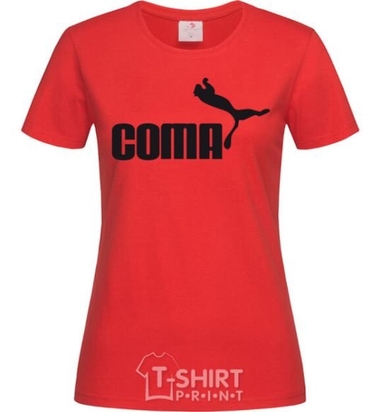 Women's T-shirt COMA with a cougar red фото