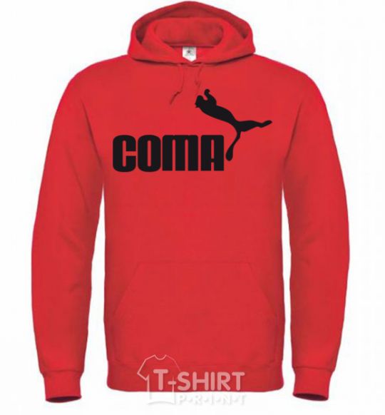 Men`s hoodie COMA with a cougar bright-red фото
