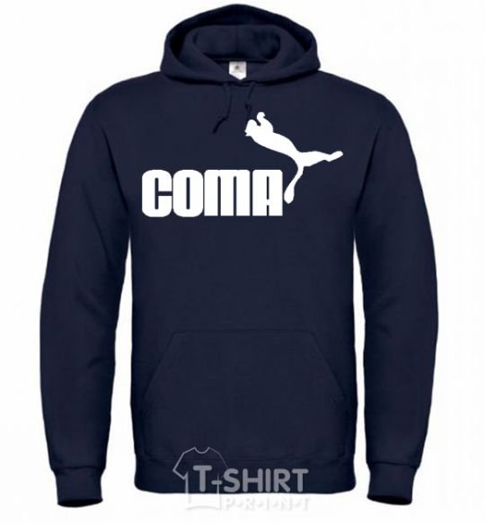 Men`s hoodie COMA with a cougar navy-blue фото