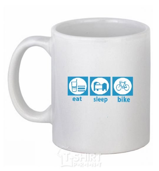 Ceramic mug EAT, SLEEP, BIKE White фото