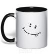 Mug with a colored handle SMILE black фото