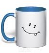 Mug with a colored handle SMILE royal-blue фото