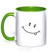 Mug with a colored handle SMILE kelly-green фото