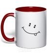 Mug with a colored handle SMILE red фото