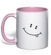 Mug with a colored handle SMILE light-pink фото
