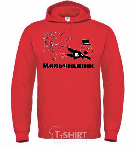 Men`s hoodie stag party bright-red фото