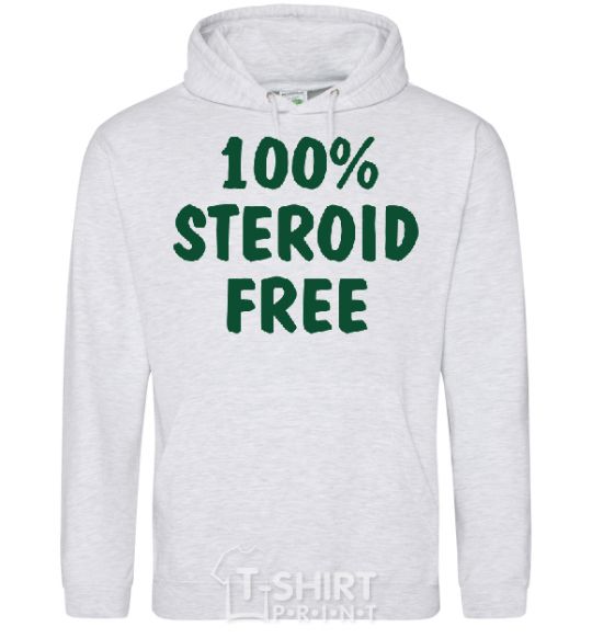 Men`s hoodie 100% STEROID FREE sport-grey фото