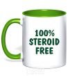 Mug with a colored handle 100% STEROID FREE kelly-green фото