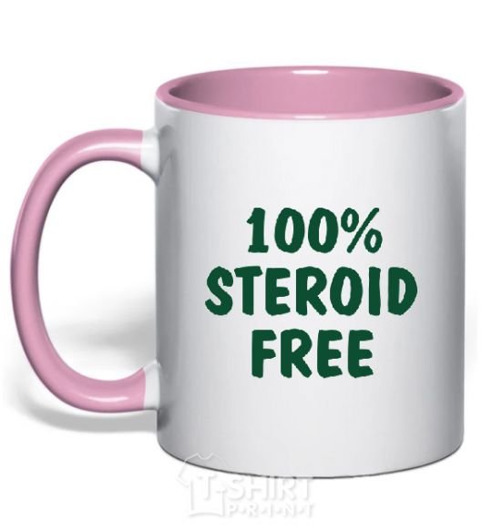 Mug with a colored handle 100% STEROID FREE light-pink фото