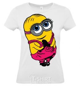 Women's T-shirt HAPPY MINNION GIRL White фото