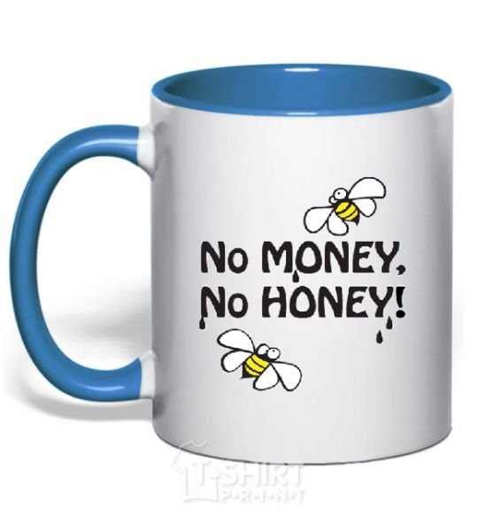 Mug with a colored handle NO MONEY - NO HONEY royal-blue фото