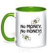 Mug with a colored handle NO MONEY - NO HONEY kelly-green фото