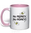 Mug with a colored handle NO MONEY - NO HONEY light-pink фото