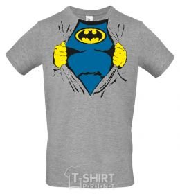 Men's T-Shirt BATMAN costume underneath the clothes grey фото