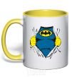 Mug with a colored handle BATMAN costume underneath the clothes yellow фото