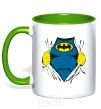 Mug with a colored handle BATMAN costume underneath the clothes kelly-green фото