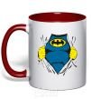 Mug with a colored handle BATMAN costume underneath the clothes red фото