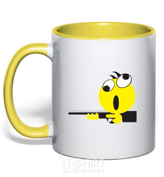 Mug with a colored handle BANG-BANG yellow фото