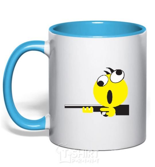 Mug with a colored handle BANG-BANG sky-blue фото