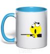 Mug with a colored handle BANG-BANG sky-blue фото