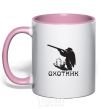 Mug with a colored handle HUNTER to aim light-pink фото