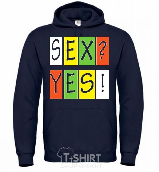 Men`s hoodie SEX? YES! navy-blue фото
