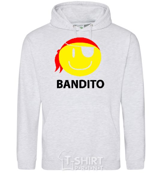 Мужская толстовка (худи) BANDITO SMILE Серый меланж фото