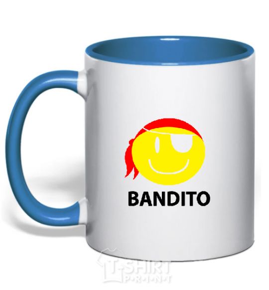 Mug with a colored handle BANDITO SMILE royal-blue фото