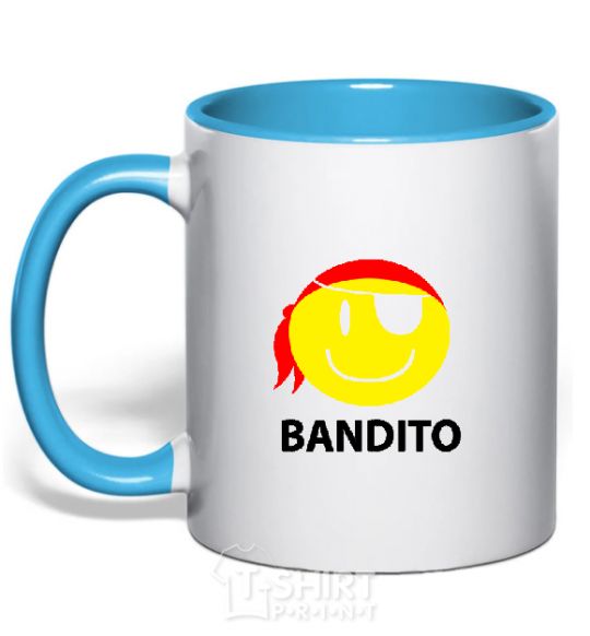 Mug with a colored handle BANDITO SMILE sky-blue фото