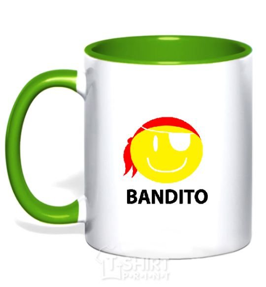Mug with a colored handle BANDITO SMILE kelly-green фото