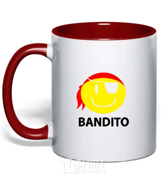 Mug with a colored handle BANDITO SMILE red фото