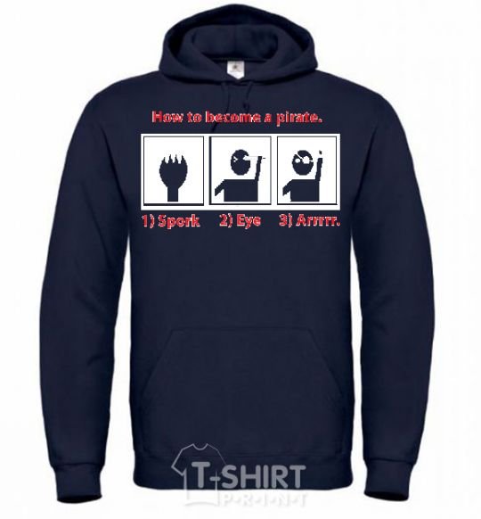 Men`s hoodie HOW TO BECOME A PIRATE navy-blue фото