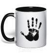 Mug with a colored handle HAND black фото
