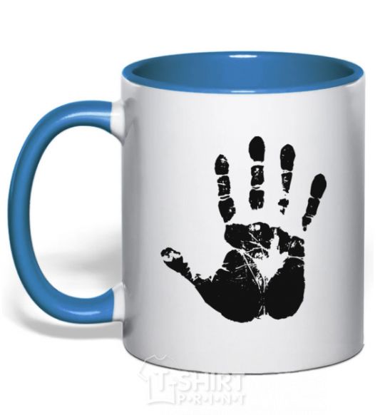 Mug with a colored handle HAND royal-blue фото