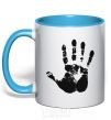 Mug with a colored handle HAND sky-blue фото