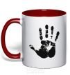 Mug with a colored handle HAND red фото