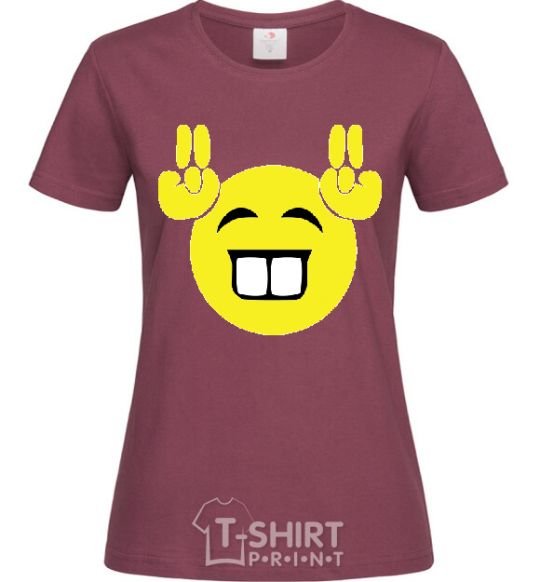 Women's T-shirt FRIENDLY SMILE burgundy фото