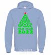 Men`s hoodie NEW YEAR TREE 2020 sky-blue фото