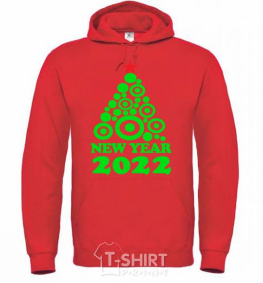 Men`s hoodie NEW YEAR TREE 2020 bright-red фото