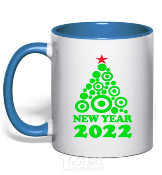 Чашка с цветной ручкой NEW YEAR TREE 2020 Ярко-синий фото