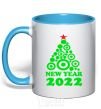 Mug with a colored handle NEW YEAR TREE 2020 sky-blue фото