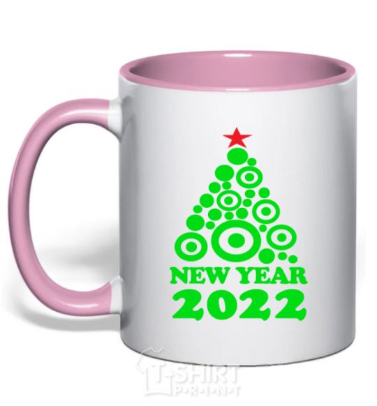 Чашка с цветной ручкой NEW YEAR TREE 2020 Нежно розовый фото