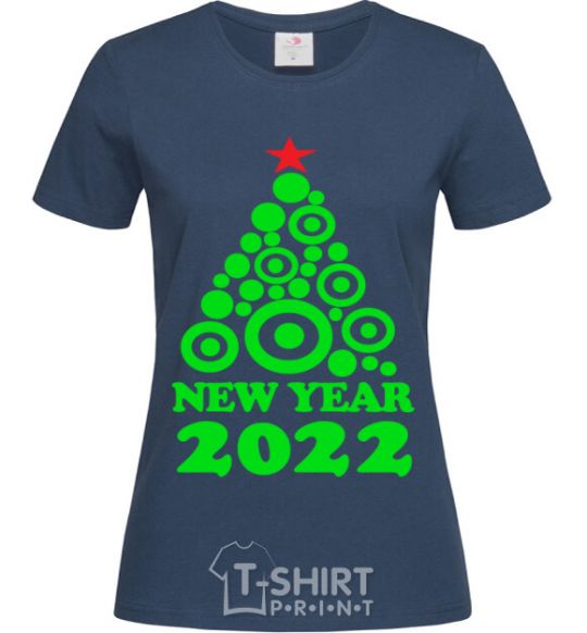 Women's T-shirt NEW YEAR TREE 2020 navy-blue фото