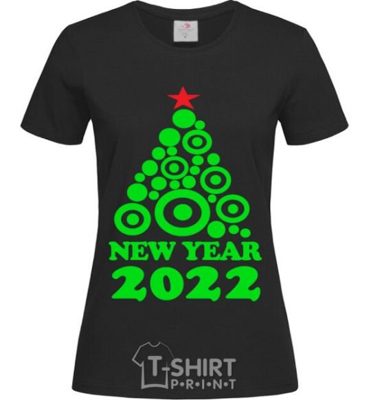 Women's T-shirt NEW YEAR TREE 2020 black фото