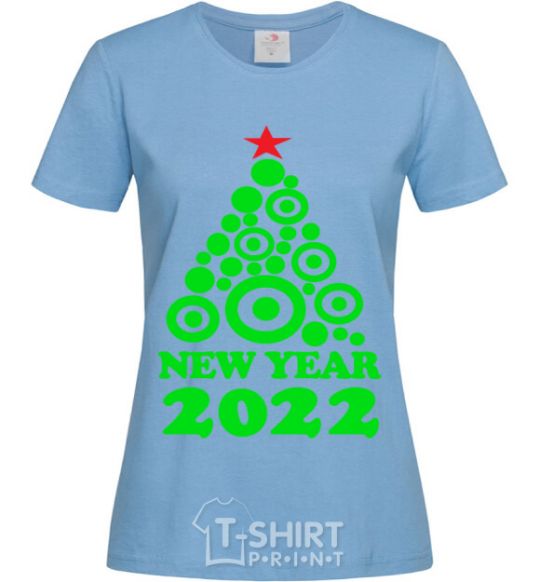 Women's T-shirt NEW YEAR TREE 2020 sky-blue фото