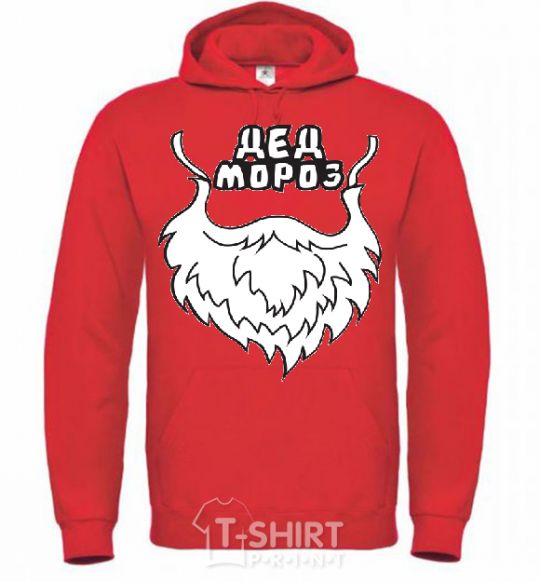 Men`s hoodie Santa's beard bright-red фото